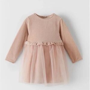 Zara Baby Girl Velvet & Tulle Pink Dress 9-12